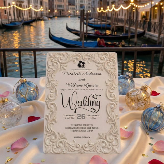 Convites Romantic Cream And Charcoal Formal Calligraphy (Criador carregado)