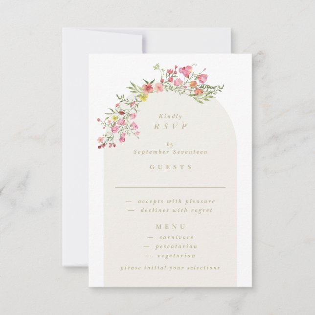 Convites romantic dainty floral dainty Digital wedding RSVP (Frente)