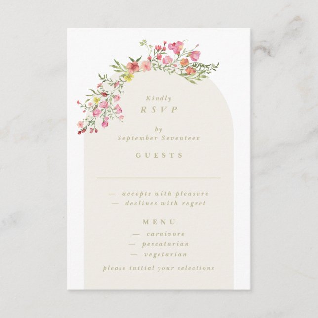 Convites romantic dainty floral dainty Digital wedding RSVP (Frente)