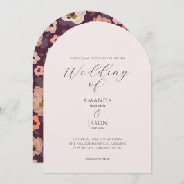 Convites Romantic dark plum purple fall floral wedding