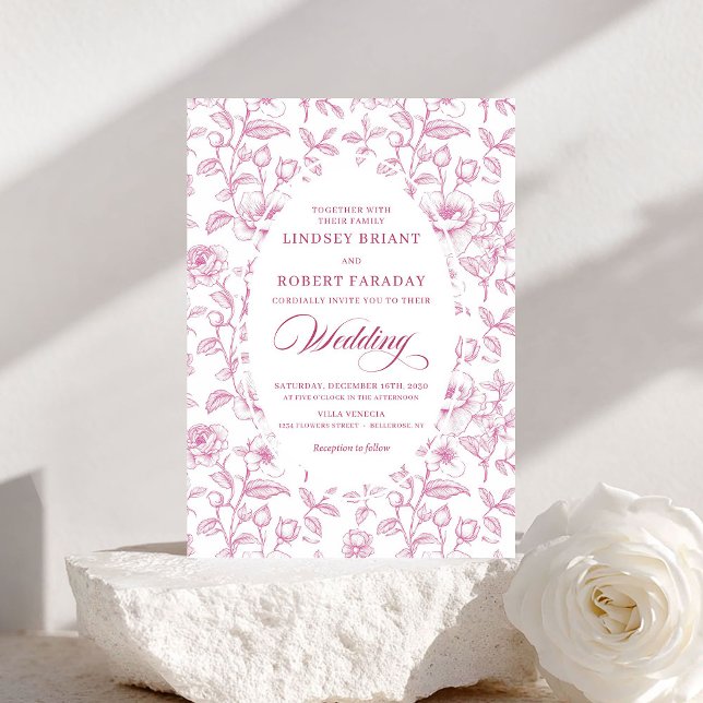 Convites Romantic Dusty Pink Roses Pattern Wedding Invite (Romantic Dusty Pink Roses Pattern Wedding Invitation)