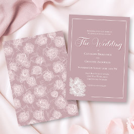 Convites Romantic Dusty Pink White Floral Wedding