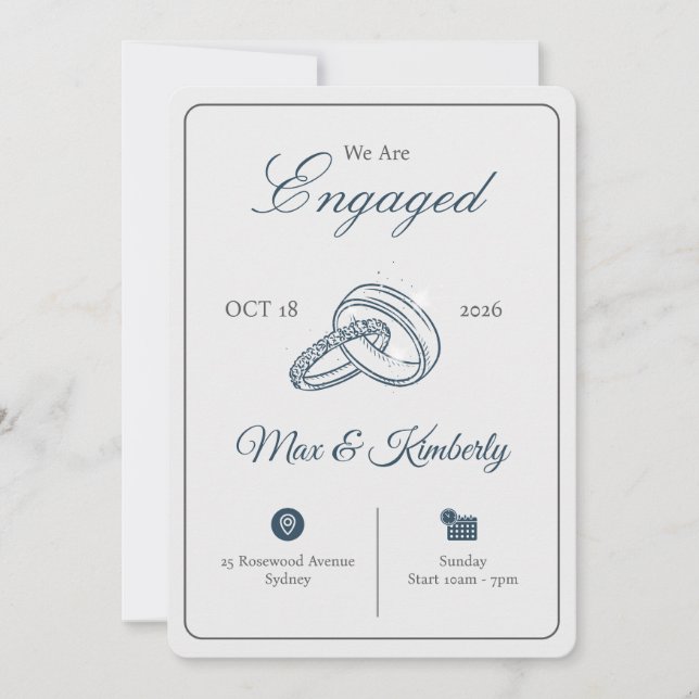 Convites Romantic Engagement Invitations | Elegant & Modern (Frente)