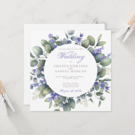 Convites Romantic Eucalyptus & Lavender Wedding Invitation