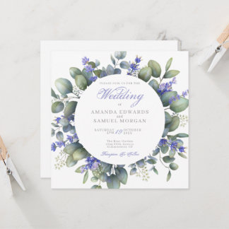 Convites Romantic Eucalyptus & Lavender Wedding Invitation