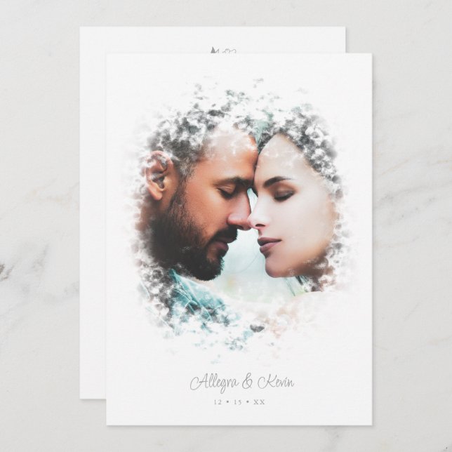 Convites Romantic Fancy Overlay Misty Effect Photo (Frente/Verso)