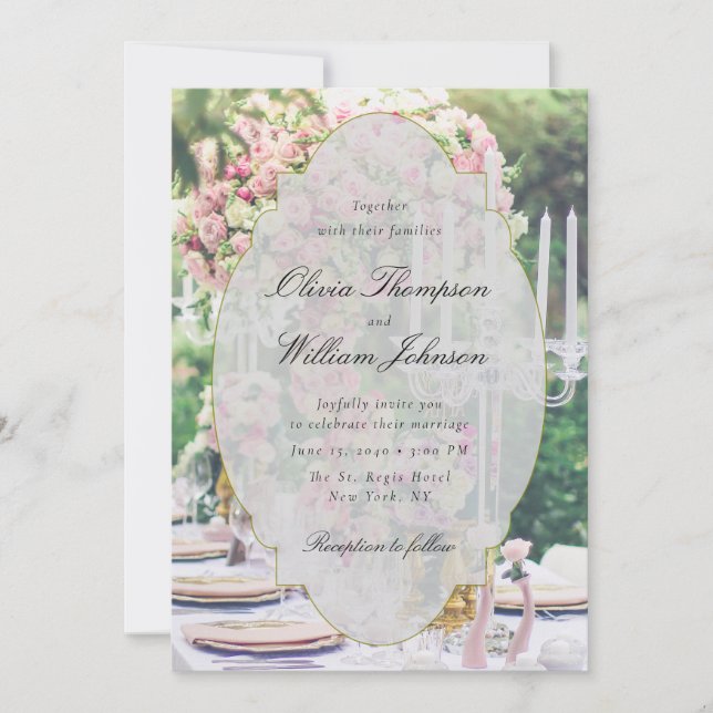 Convites Romantic Floral Garden Wedding Invitation (Frente)