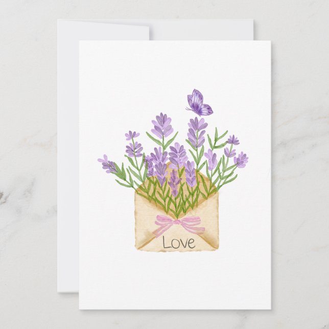Convites Romantic Floral Illustration with Love Message (Frente)