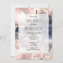Convites Romantic Floral Paris Eiffel Tower Bridal Shower