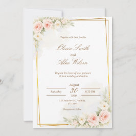 Convites Romantic Floral Wedding Invitation Dusty Blush Peo