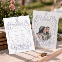 Romantic French Frame Lavender Wedding Photo