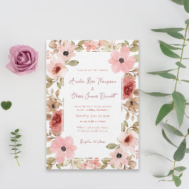 Convites Romantic Garden Floral Border Wedding Invitation