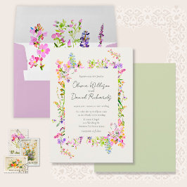 Convites Romantic Garden Green Floral Wedding