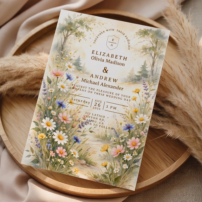 Convites Romantic Garden Wildflower Wedding (Criador carregado)