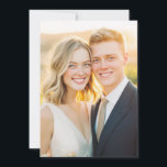 Convites Romantic Golden Photo<br><div class="desc">This wedding invitation features a warm, romantic design with a close-up photograph of two individuals smiling together. The color palette includes soft yellows and light browns, creating a dreamy, late afternoon ambiance. The composition is intimate and centered, emphasizing the connection between the subjects. The style is candid and realistic, capturing...</div>