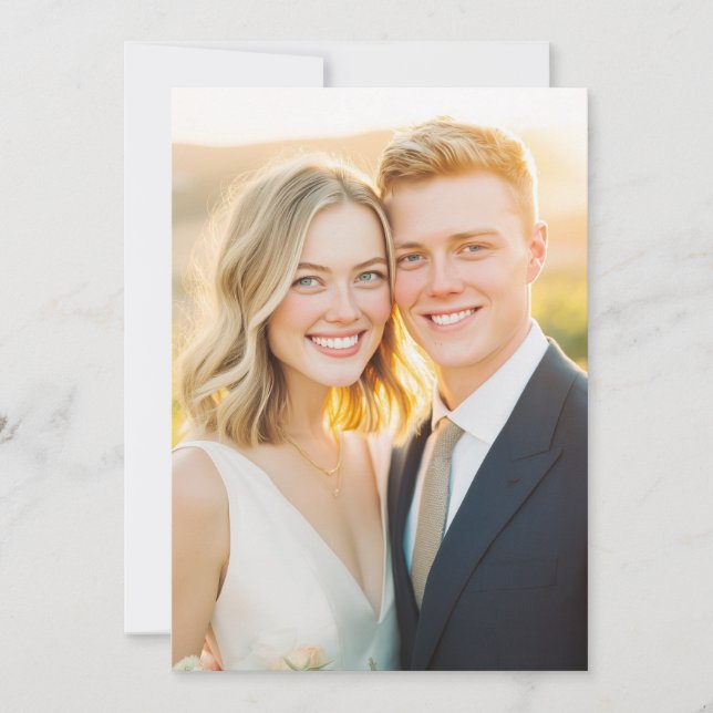 Convites Romantic Golden Photo (Frente)