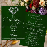 Convites Romantic Heart & Calligraphy on Emerald - Wedding<br><div class="desc">This romantic design features an elegant emerald green background embellished with a delicate silver scroll heart and script in elegant fonts. Perfect for the simple to most elegant wedding. Also available with different colored backgrounds for your wedding theme colors. Designed to coordinate with the "Romantic Scroll Hearts & Calligraphy" Wedding...</div>