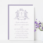 Convites Romantic Lavender Floral Crest Wedding<br><div class="desc">Elegant lavender floral crest wedding invitation with monograms,  perfect for a modern classic or romantic vintage wedding. For more advanced customization of this design,  please click the BLUE DESIGN TOOL BUTTON above! Matching items are also available.</div>