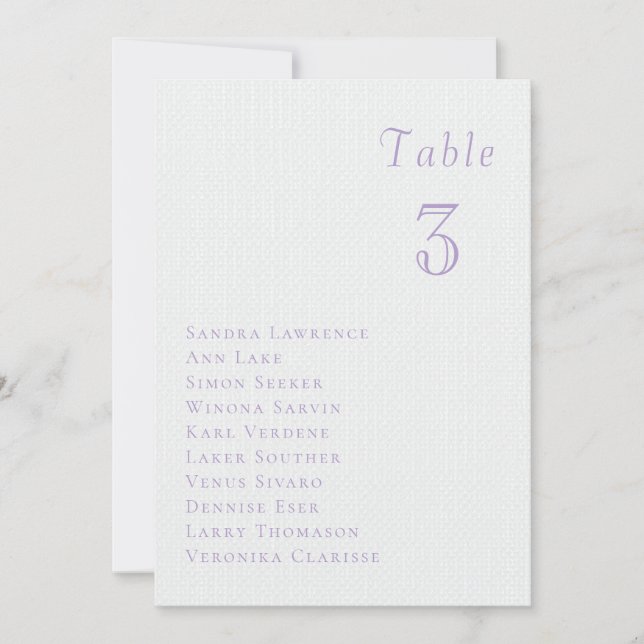 Convites Romantic lilac floral Wedding Table Seating Card (Frente)