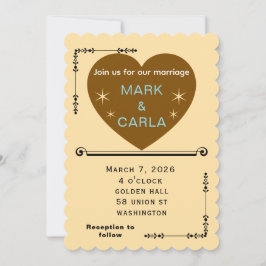 Convites Romantic Minimal Wedding Invitation in Soft Beige.