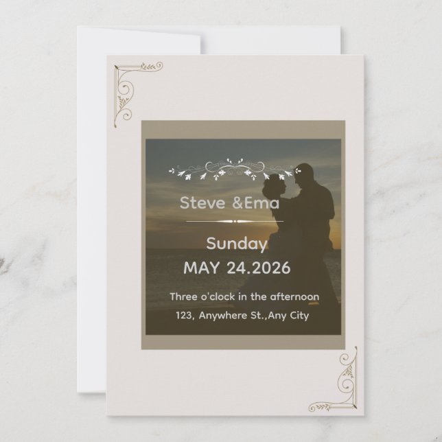 Convites Romantic & Minimal Wedding Invitation Template | E (Frente)