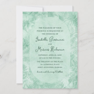Convites Romantic Mystical Green Fern Wedding Invitation