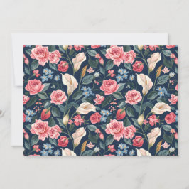 Convites Romantic Navy Blue Floral Garden Pattern