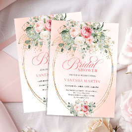 Convites Romantic Pale Pink Rose Gold Bridal Shower Invite