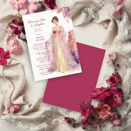Convites Romantic Pastel Regency Lady Floral Wisteria