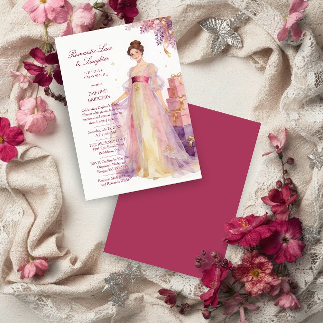 Convites Romantic Pastel Regency Lady Floral Wisteria (Romantic Pastel Regency Lady Floral Wisteria Bridal Shower Invitation Card. )