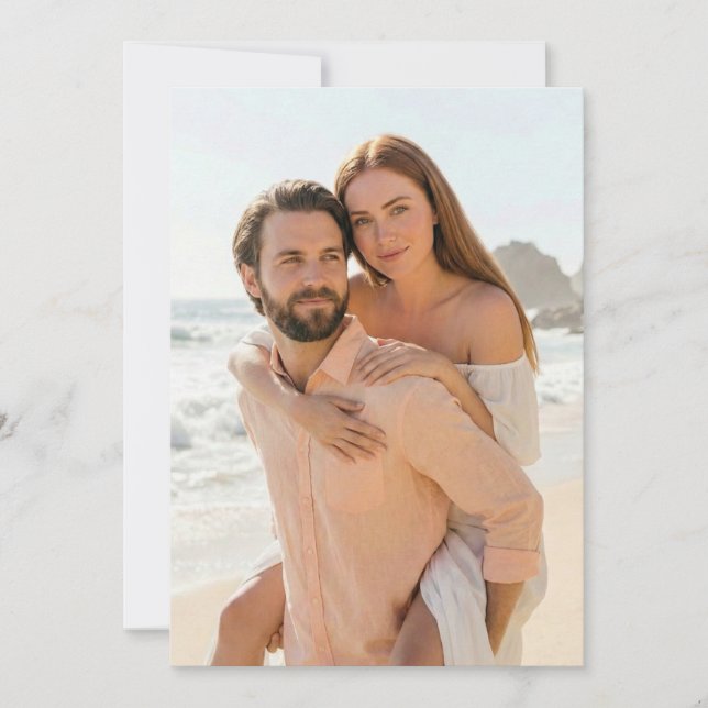 Convites Romantic Peach Beach Photo (Frente)