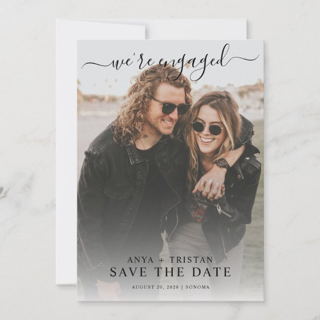 Convites Romantic Photo Wedding Save The Date  (Frente)