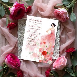 Convites Romantic Pink Floral Tulle Model Bridal Shower