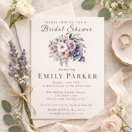 Convites Romantic Purple Floral Bridal Shower