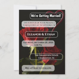 Convites Romantic Red Roses Abstract Heart Love Wedding Inv