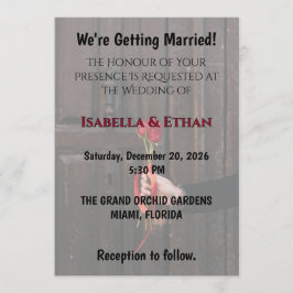 Convites Romantic Red Roses Elegant Wedding Invitation