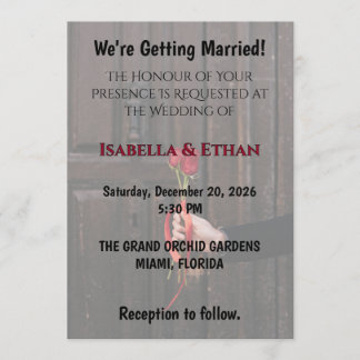 Convites Romantic Red Roses Elegant Wedding Invitation