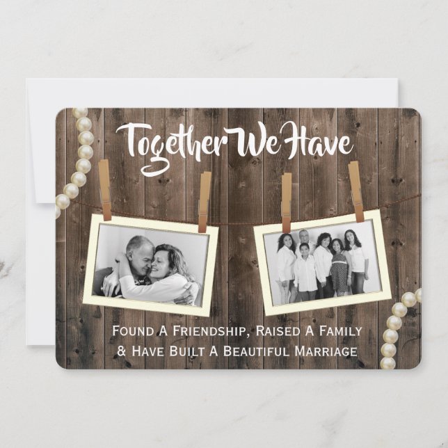 Convites Romantic & Rustic Vow Renewal Two Photo Invitation (Frente)
