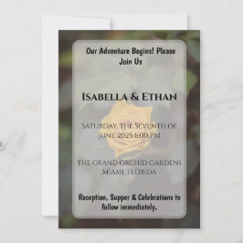 Convites Romantic Single Yellow Rose Dark Garden Wedding 