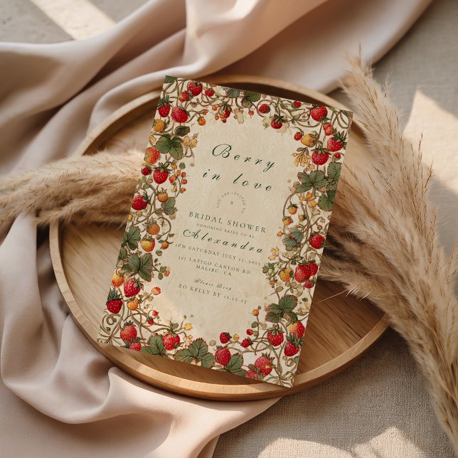 Convites Romantic Strawberry Floral Bridal Shower (Criador carregado)