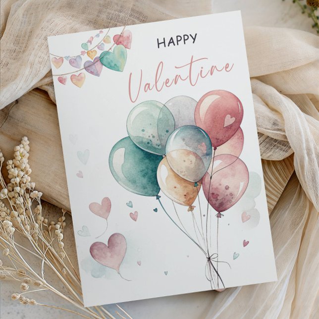 Convites Romantic Valentine’s Day with Balloons & Hearts (Criador carregado)