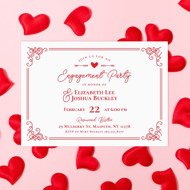 Convites Romantic Valentine's Day Engagement Party (Criador carregado)