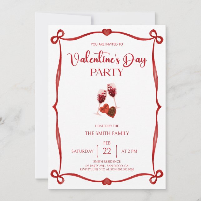 Convites Romantic Valentine's day party (Frente)