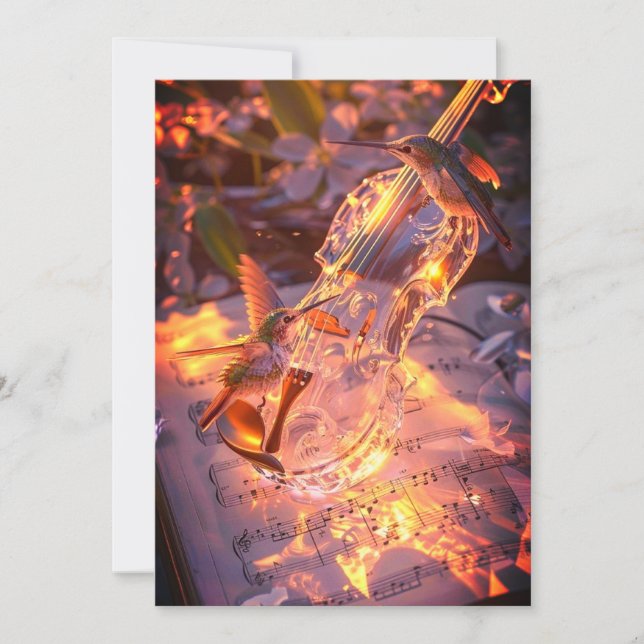 Convites Romantic Violin & Bird Wedding Invitation | Music  (Frente)