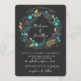 Convites Romantic Watercolor Flower Wreath Wedding