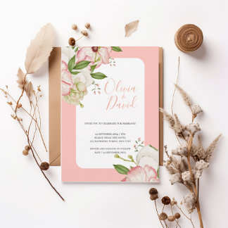 Convites Romantic Watercolor Flowers Elegant Script Invite