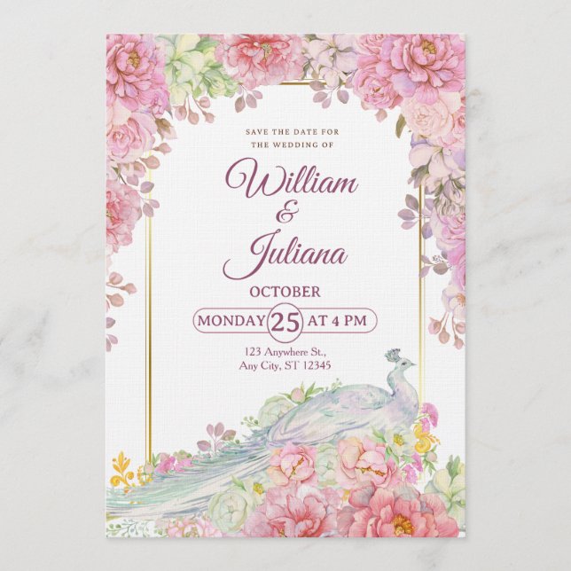 Convites Romantic Wedding Invitation | Elegant Modern (Frente)