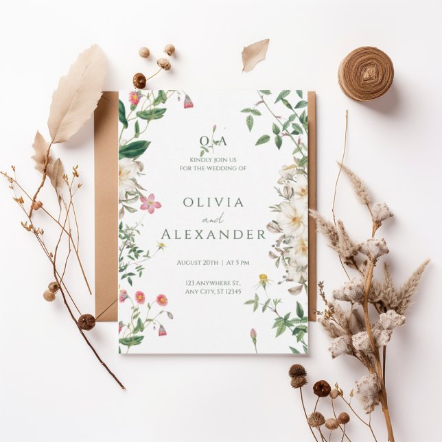 Convites Romantic Wildflower Botanical Wedding Invitation (Criador carregado)