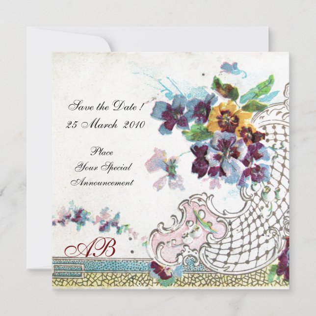 Convites ROMÂNTICA Amores-perfeitos de casamento Floral Azu (Frente)