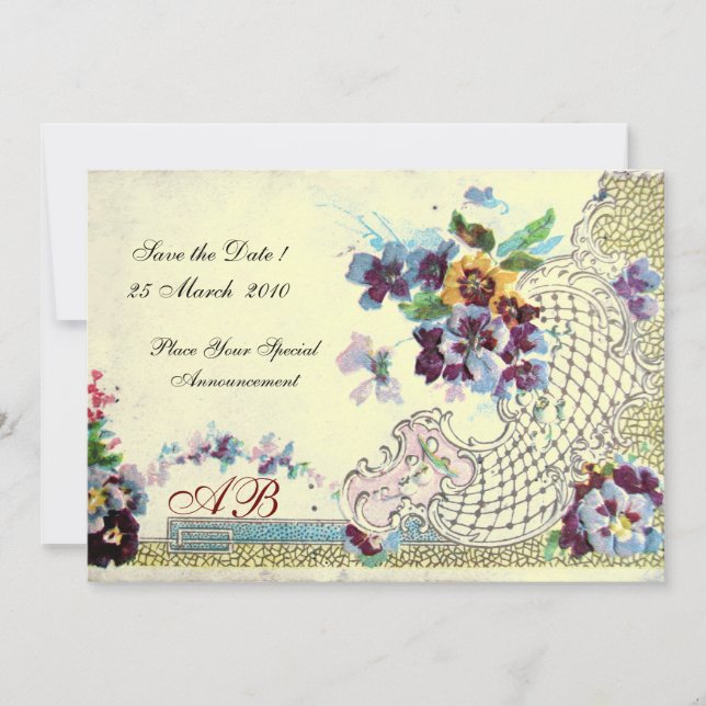 Convites ROMÂNTICA Amores-perfeitos de casamento Floral Azu (Frente)